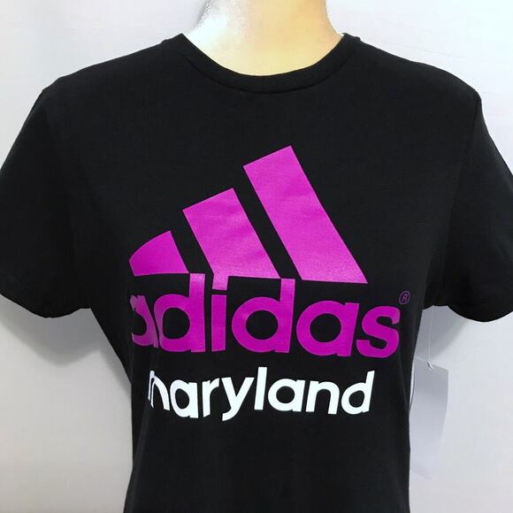 Adidas NWT Black Short Sleeves Graphic Shirt Women M - Picture 2 of 5